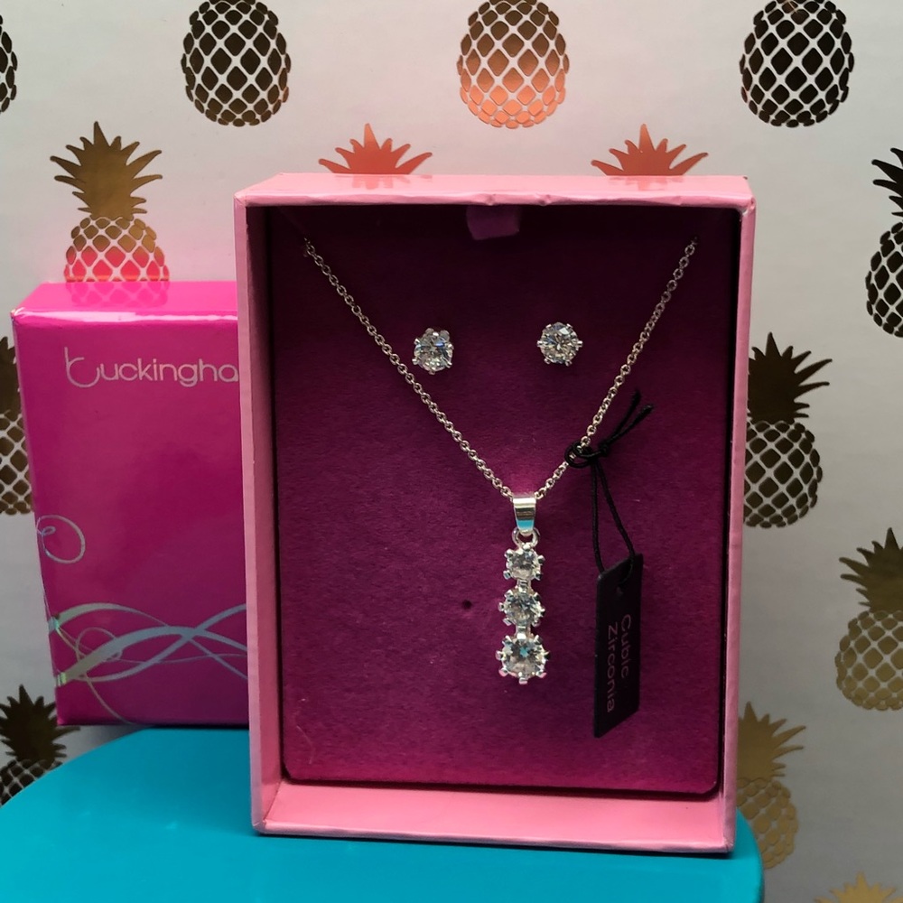 Crystal Pendant Necklace and Earring Set